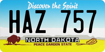 ND license plate HAZ757