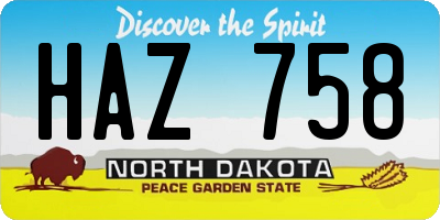 ND license plate HAZ758