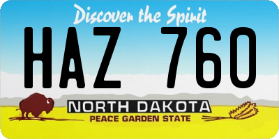 ND license plate HAZ760