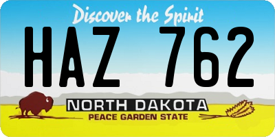 ND license plate HAZ762
