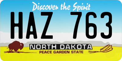 ND license plate HAZ763