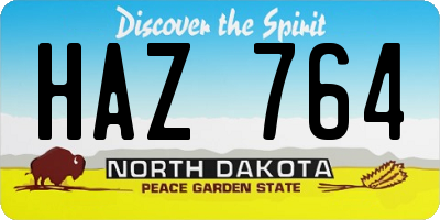 ND license plate HAZ764