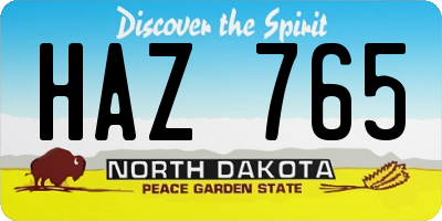 ND license plate HAZ765