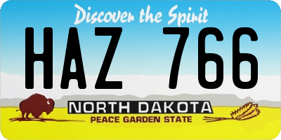 ND license plate HAZ766