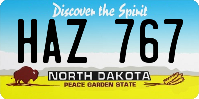 ND license plate HAZ767