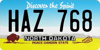 ND license plate HAZ768