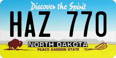 ND license plate HAZ770