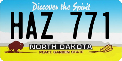 ND license plate HAZ771