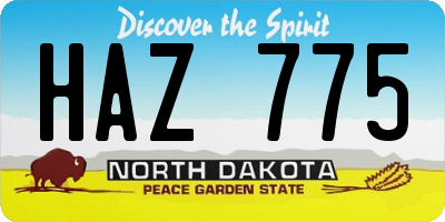 ND license plate HAZ775