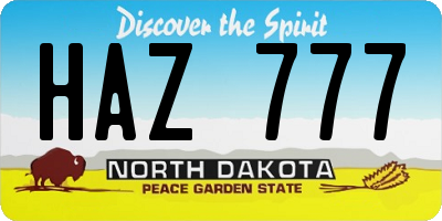 ND license plate HAZ777
