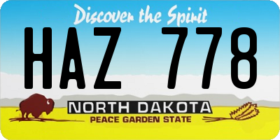 ND license plate HAZ778