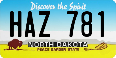 ND license plate HAZ781