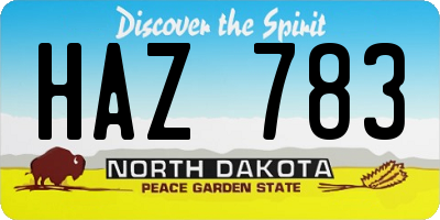 ND license plate HAZ783