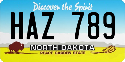 ND license plate HAZ789