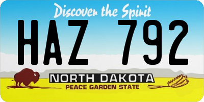 ND license plate HAZ792