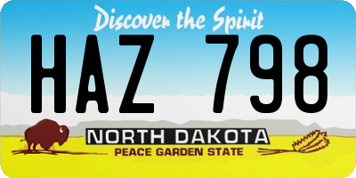 ND license plate HAZ798