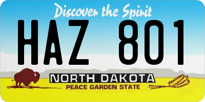 ND license plate HAZ801