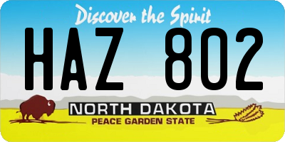 ND license plate HAZ802