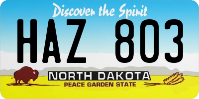 ND license plate HAZ803