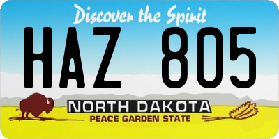 ND license plate HAZ805