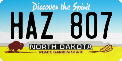 ND license plate HAZ807