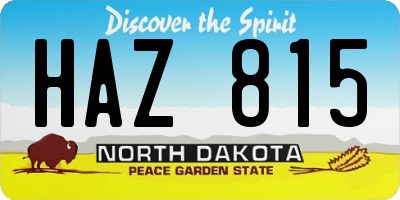 ND license plate HAZ815