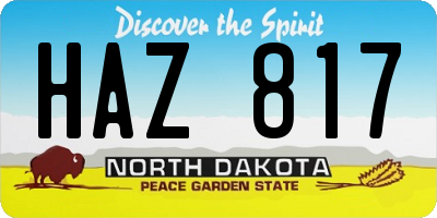 ND license plate HAZ817