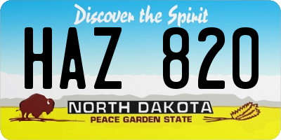 ND license plate HAZ820