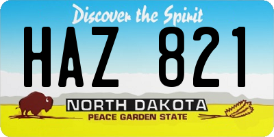 ND license plate HAZ821