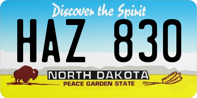 ND license plate HAZ830