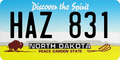 ND license plate HAZ831