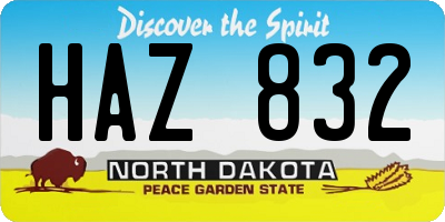 ND license plate HAZ832