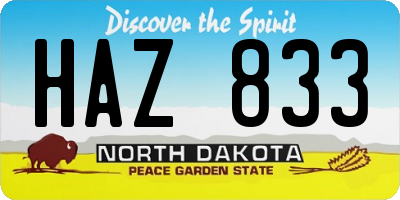 ND license plate HAZ833