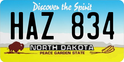 ND license plate HAZ834