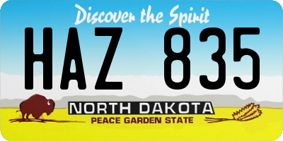 ND license plate HAZ835