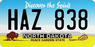 ND license plate HAZ838