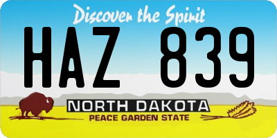 ND license plate HAZ839