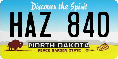 ND license plate HAZ840