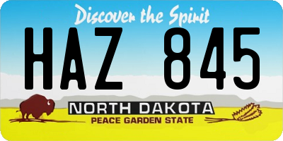 ND license plate HAZ845