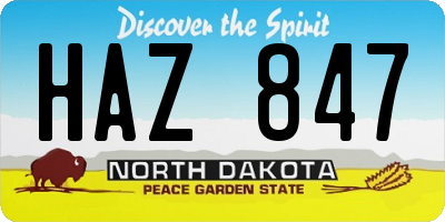 ND license plate HAZ847