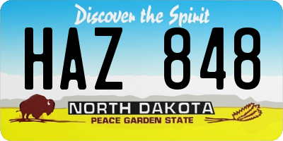 ND license plate HAZ848