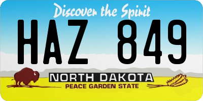 ND license plate HAZ849