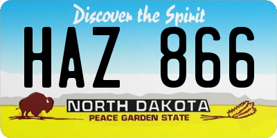 ND license plate HAZ866