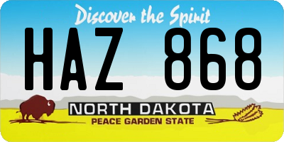 ND license plate HAZ868