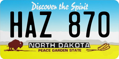 ND license plate HAZ870