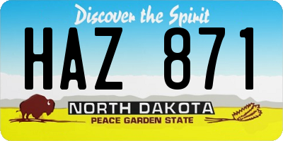 ND license plate HAZ871