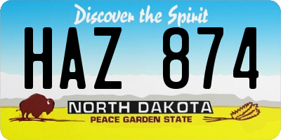 ND license plate HAZ874