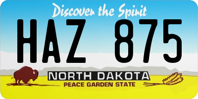 ND license plate HAZ875