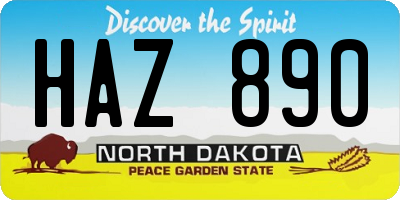 ND license plate HAZ890