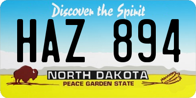 ND license plate HAZ894